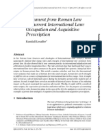 Argument From Roman Law in Current International Law: Occupation and Acquisitive Prescription