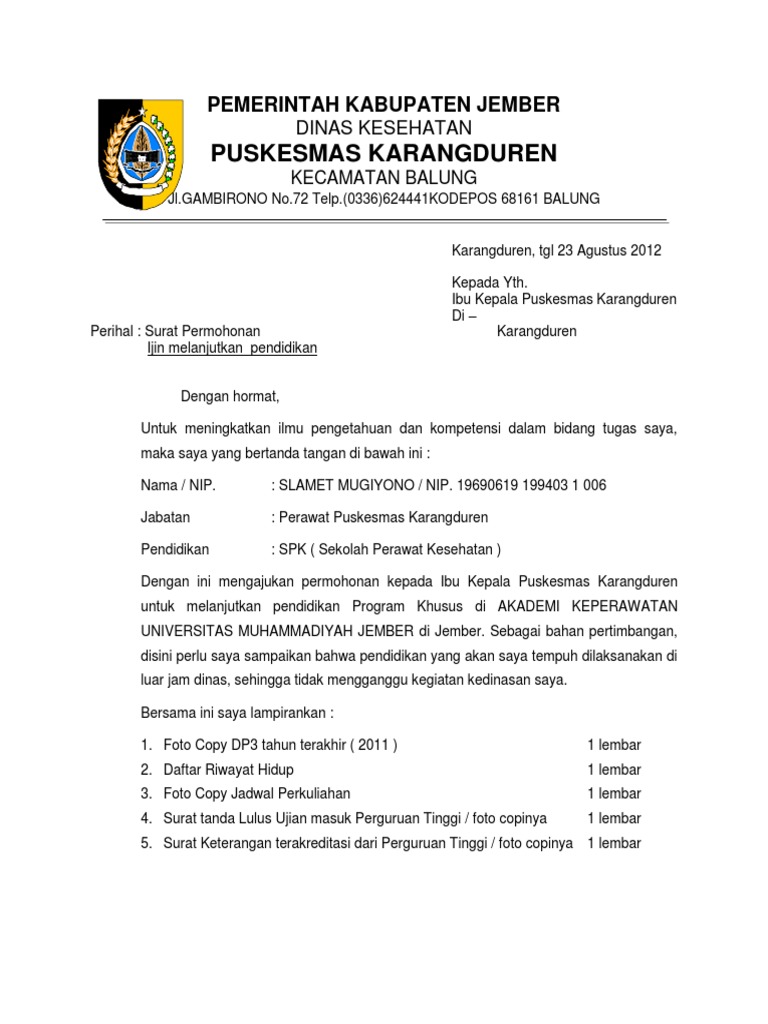 Surat Ijin Belajar PNS