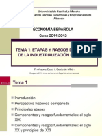 Economia Española. Etapas y Rasgos de La Industrialización en España