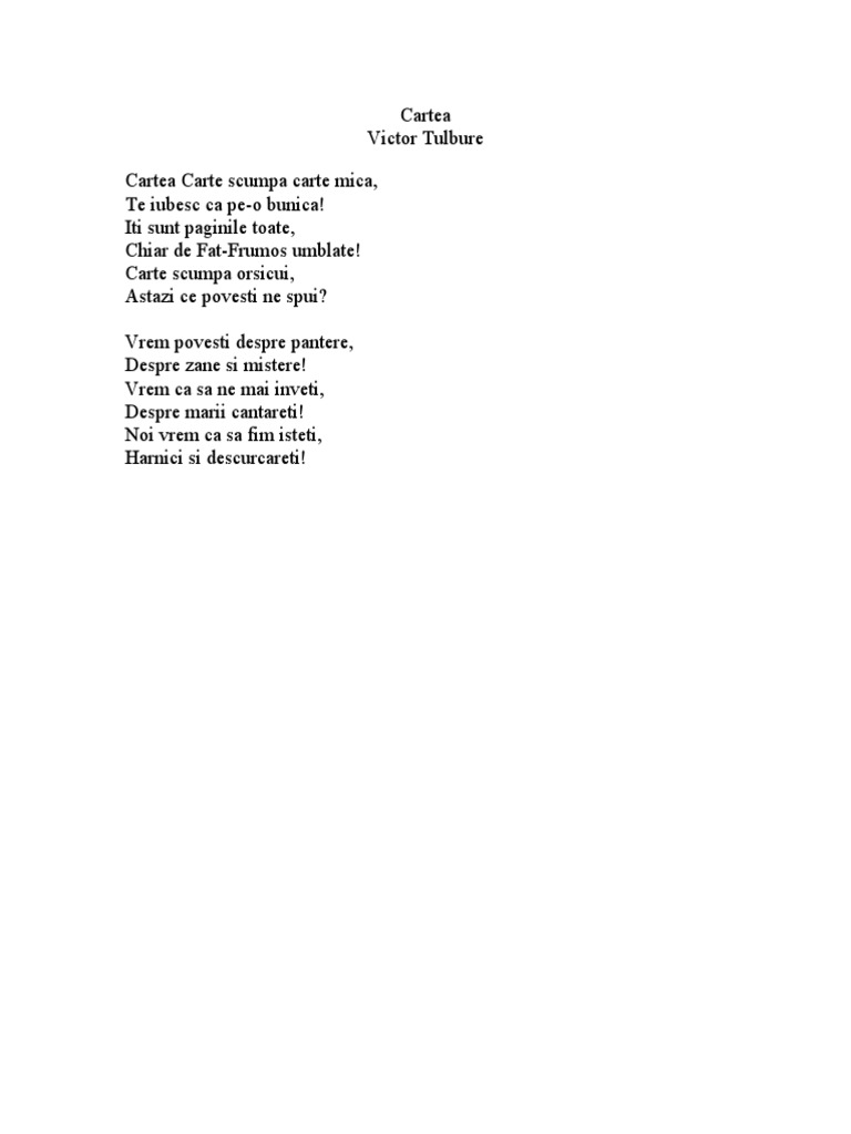 Poezia Cartea De Victor Tulbure Doc