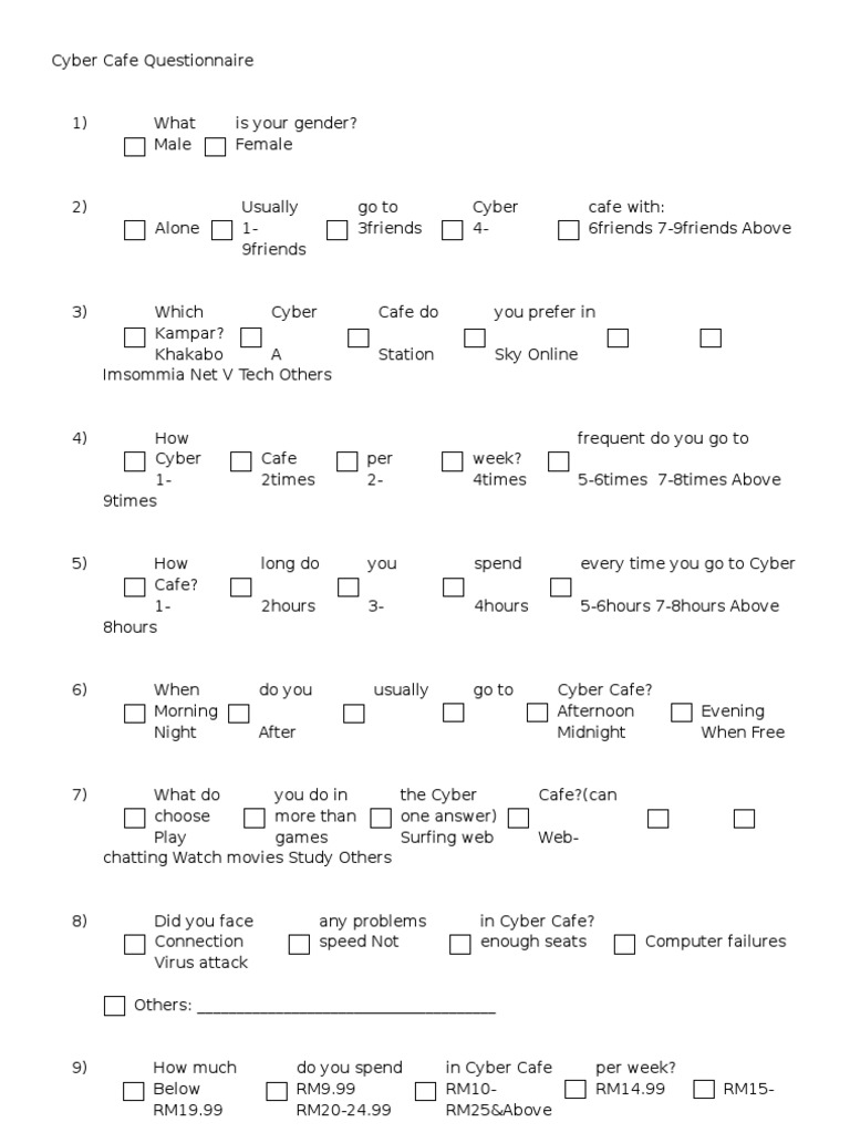 Cyber Cafe Questionnaire 1 PDF Online Services