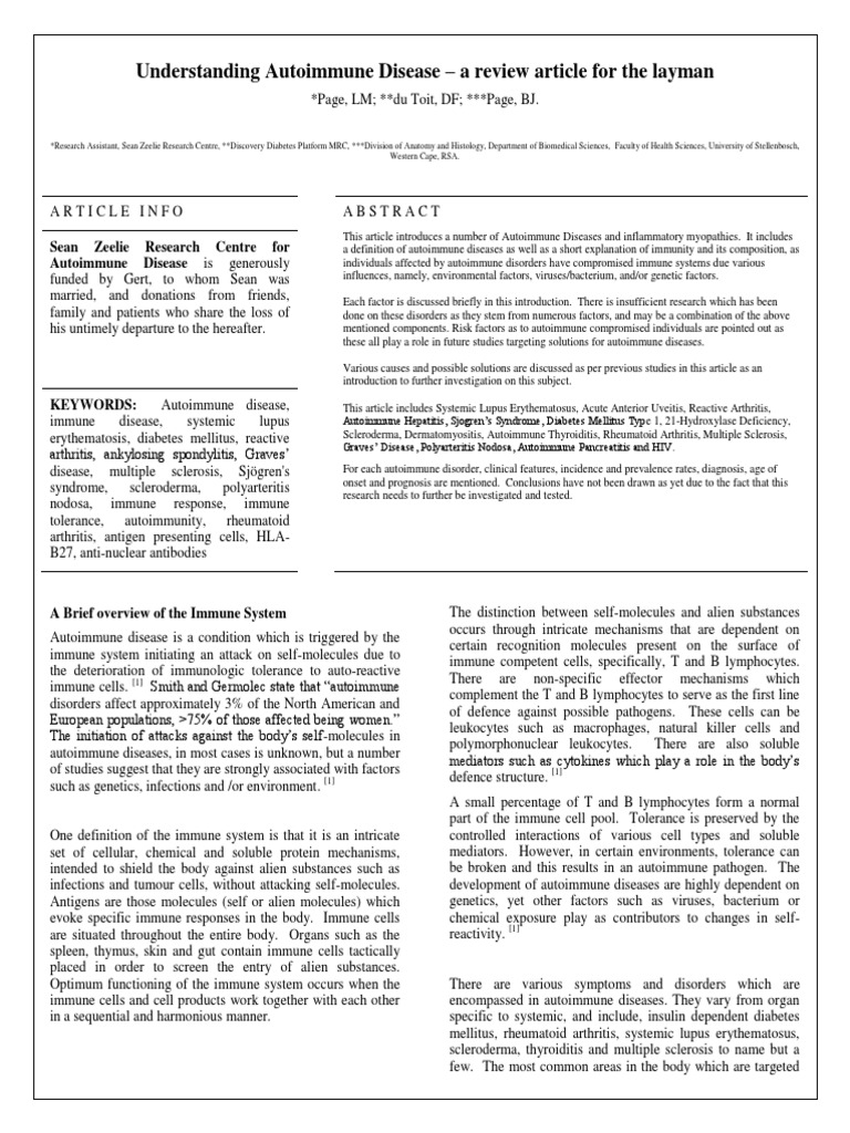 Overview of Autoimmune Diseases | PDF | Autoimmune Disease | B Cell