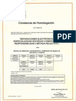 Constancia de Homologación - Servicios RELES 2013