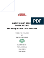 Analysis of Sales Forecasting Techniques of Dua Motors