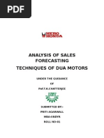 Analysis of Sales Forecasting Techniques of Dua Motors