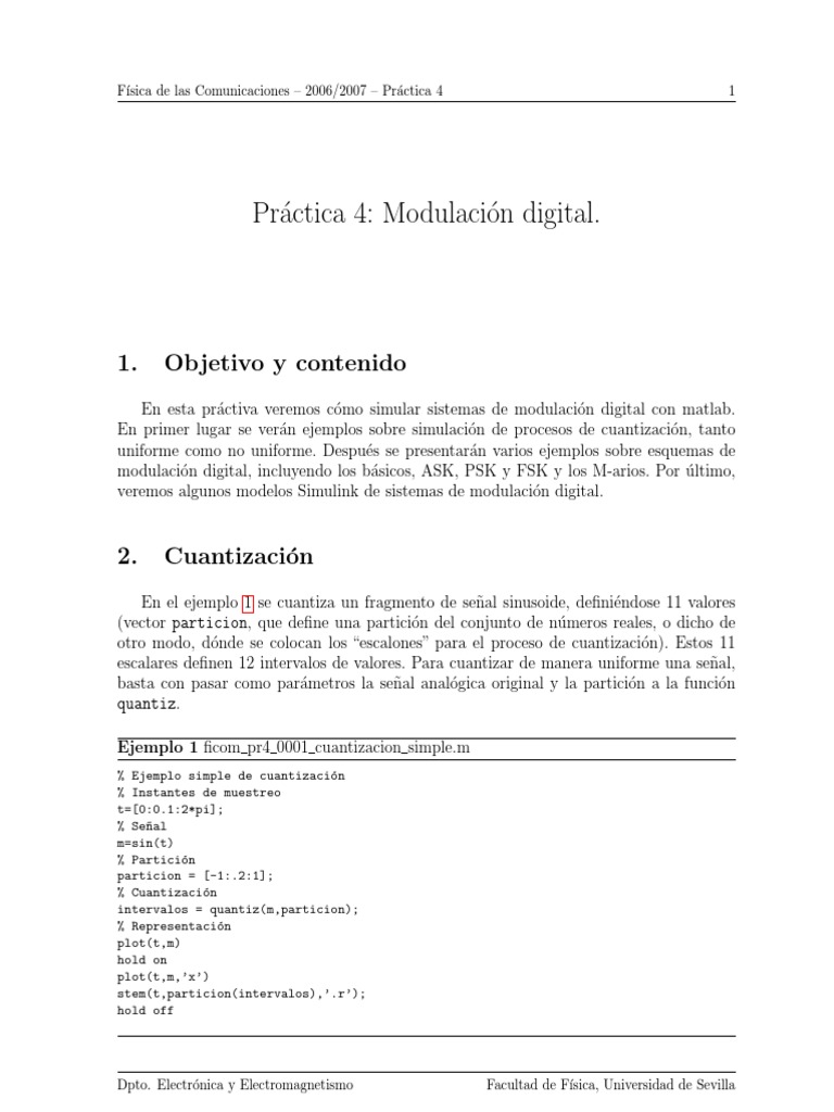 Simulación de Modulaciones Digitales en MATLAB | PDF | Datos de ...
