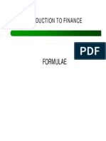 Introduction to Finance Formula