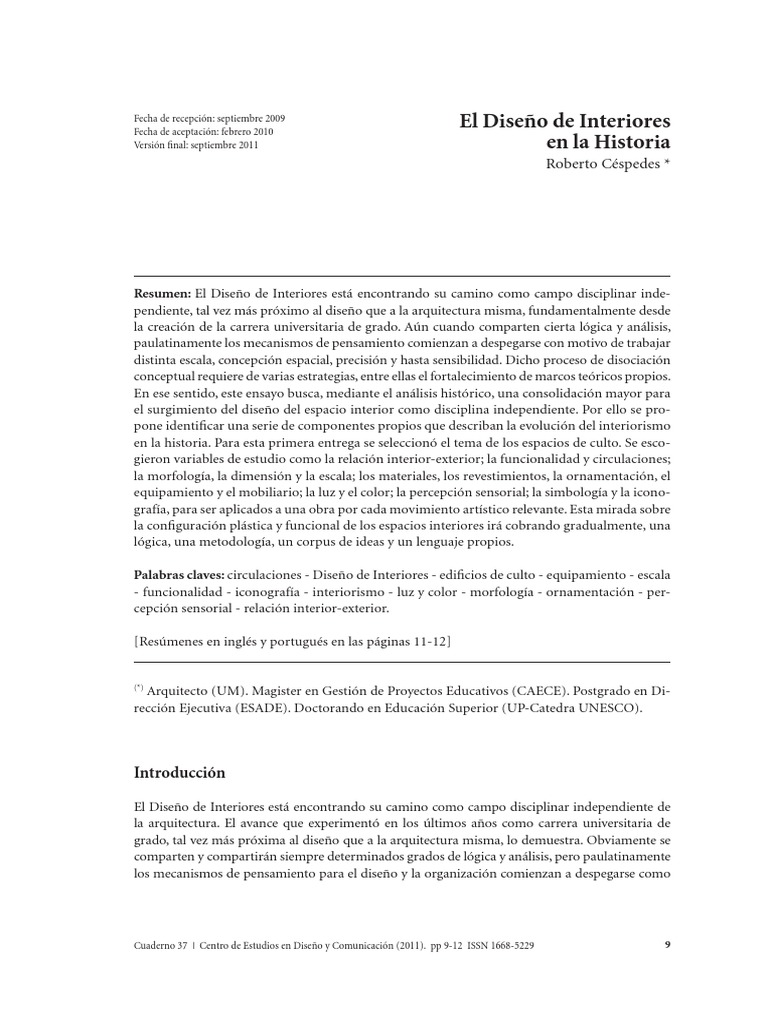 1 El Diseño de Interiores en La Historia | PDF | Diseño | Ciencia cognitiva