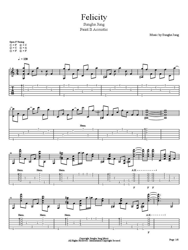 Felicity by Sungha Jung | PDF | Guitar Family Instruments | Guitars, image size:768x1024