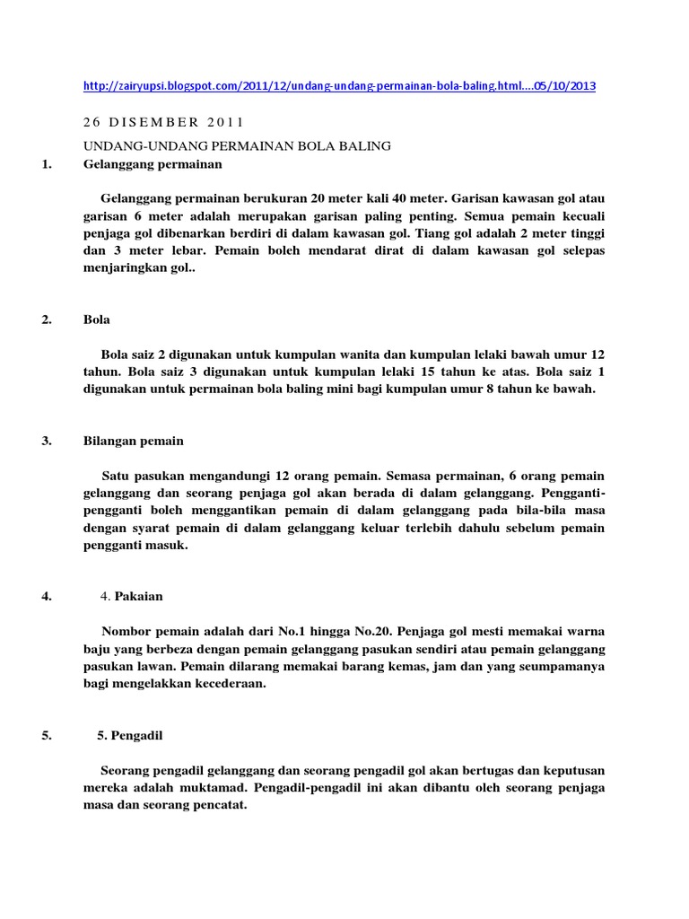 Peraturan Dan Undang Undang Bola Baling Pembangunan Miri 2016