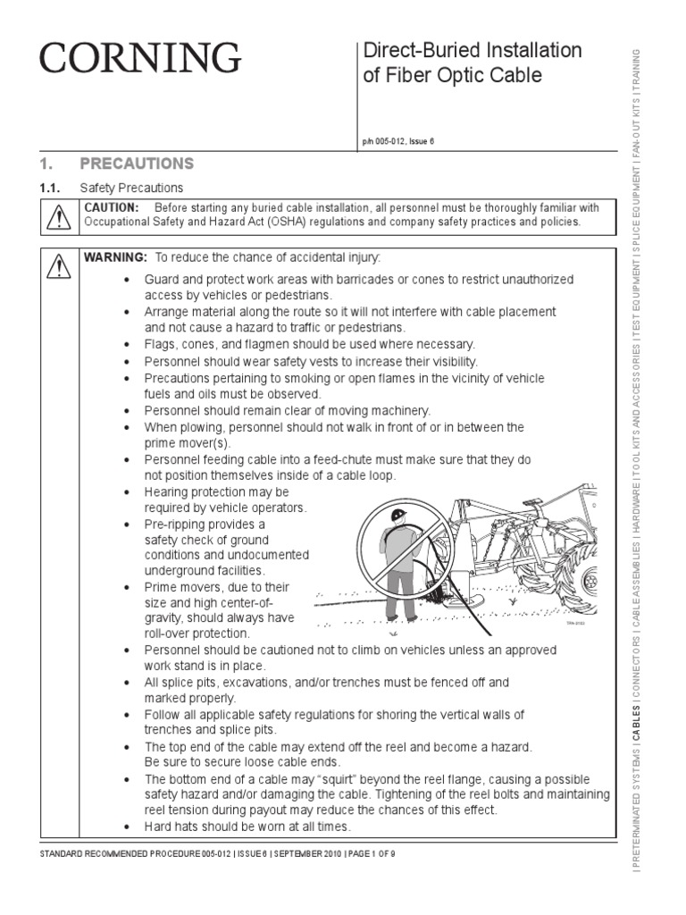 Direct-Buried Installation of Fiber Optic Cable | PDF