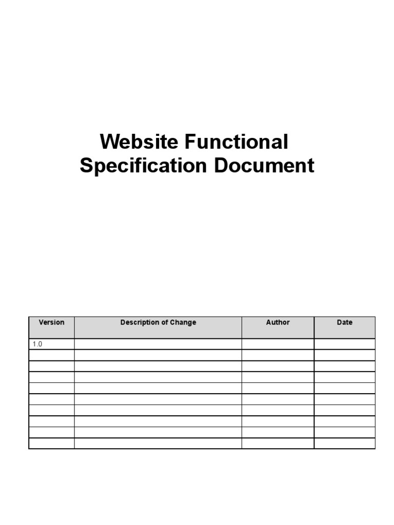 Web Development Functional Specifications Document | Download Free PDF ...