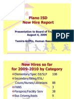 Plano ISD New Hire Report Aug 2009