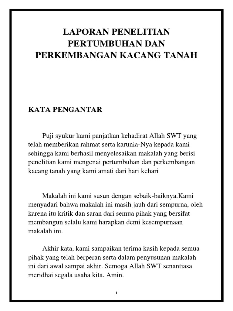 Laporan Penelitian Pertumbuhan Dan Perkembangan Kacang Tanah