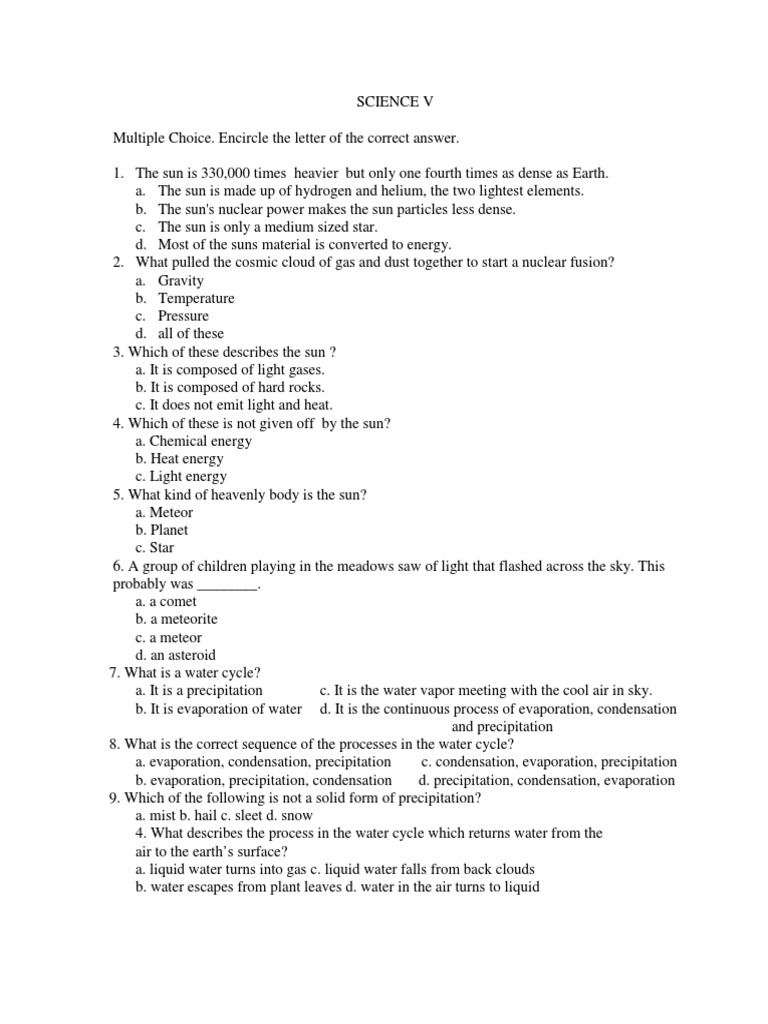 20 Questions in Science 5.docx Evaporation Precipitation