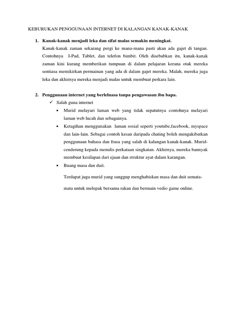 Keburukan Penggunaan Internet Di Kalangan Kanak  PDF