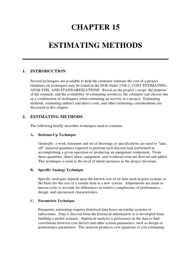Cost Estimation Techniques Overview | PDF | Waste Management | Project ...