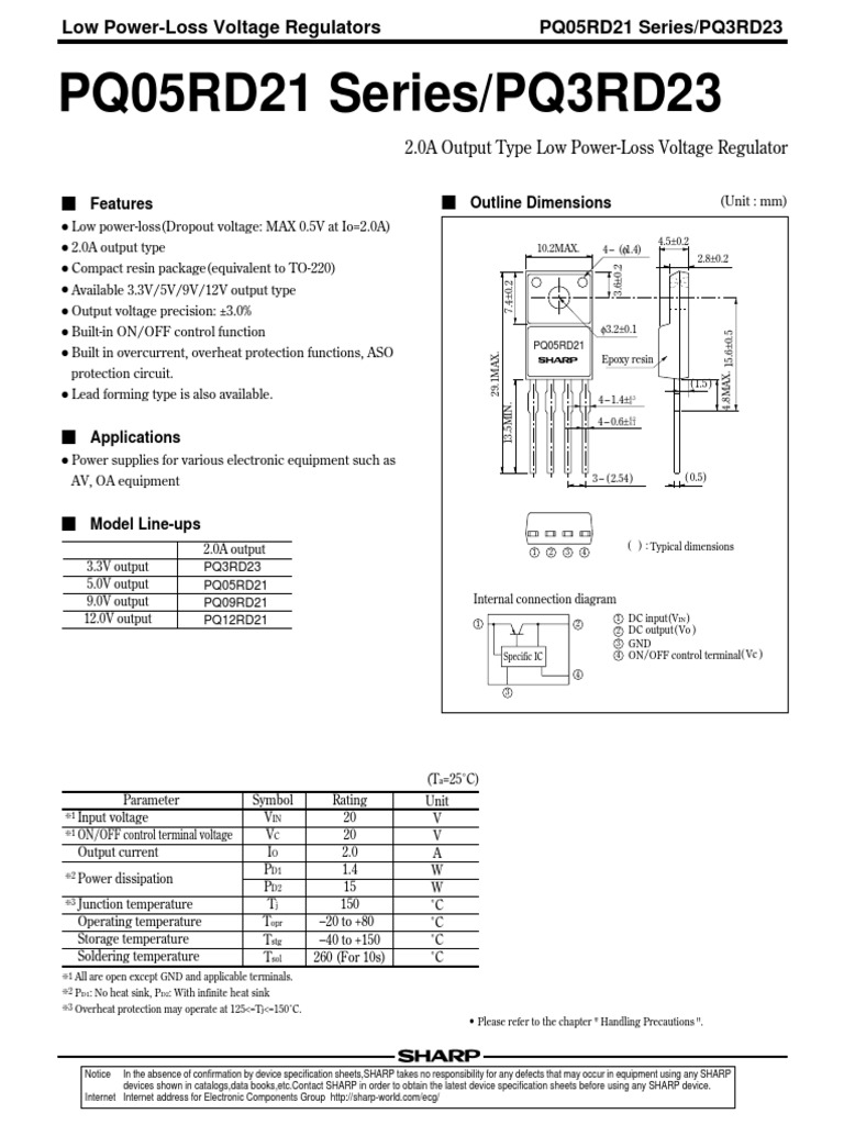 PQ05RD21 Series/PQ3RD23: Features Outline Dimensions | PDF ...