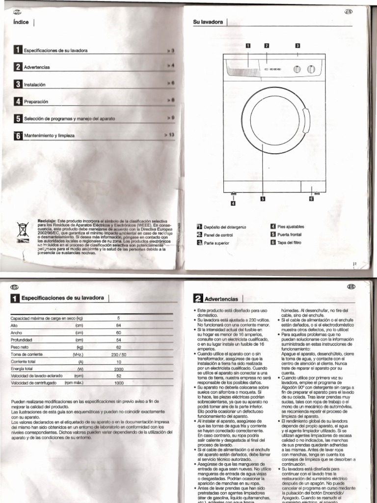 Manual Instrucciones Lavadora Bluesky BLF 1006 Detergente Lavadora