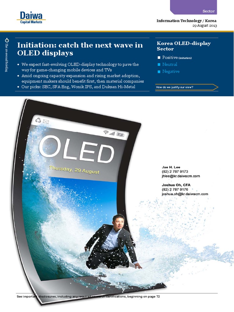 Korea OLED Display Sector | PDF | Liquid Crystal Display | Oled