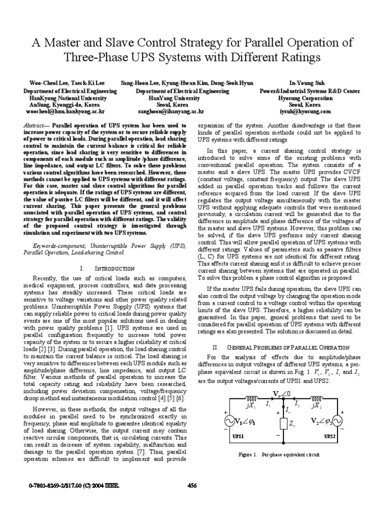 Master-Slave UPS Control Strategy | PDF | Power Electronics | Power Supply
