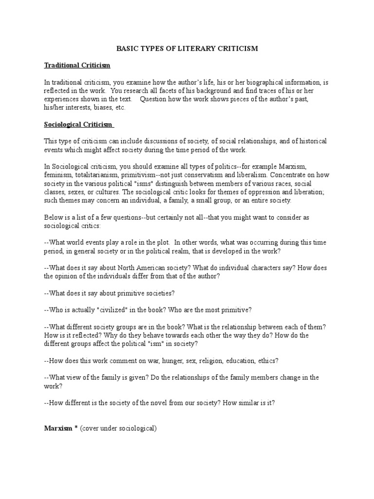 Types Of Literary Criticism Id Mythology