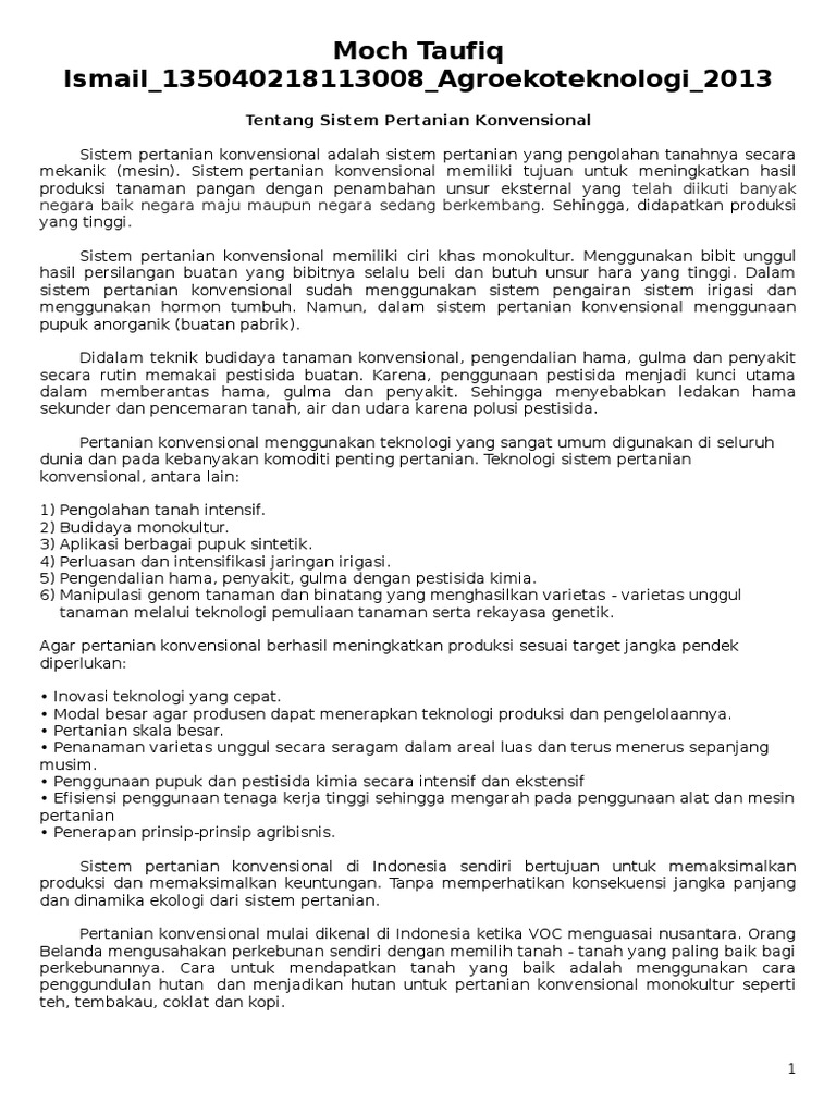 JAWABAN Tentang Sistem Pertanian Konvensional Dan Mengapa JAWABAN Tentang Sistem Pertanian Konvensional Dan Mengapa
