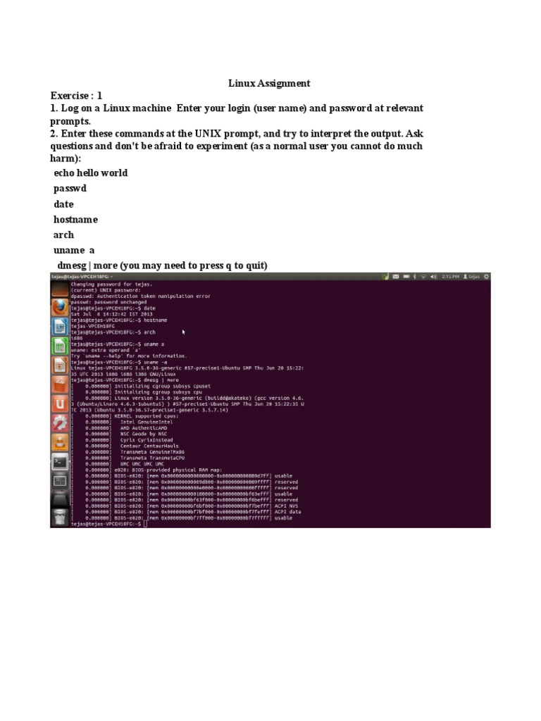Linux Commands Practice Assignment | PDF | Teaching Methods & Materials