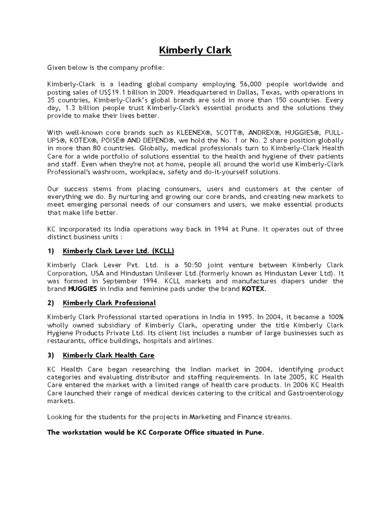 Kimberly Clark Brand Health Care