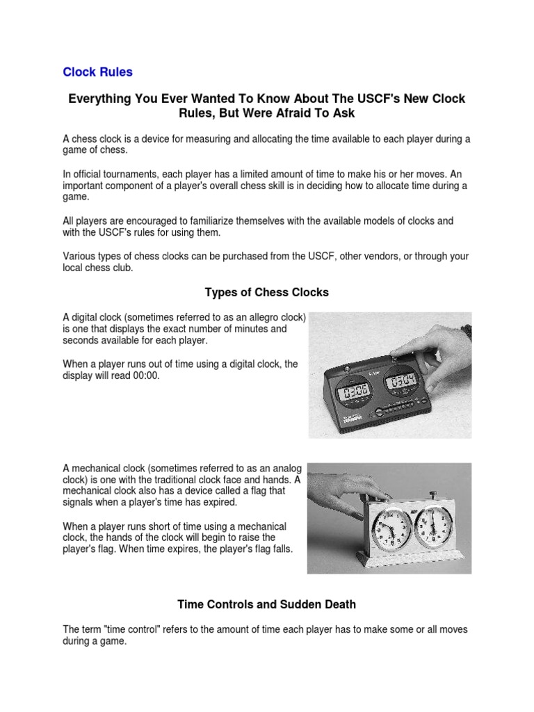 Chess Clock Rules Clock Chess
