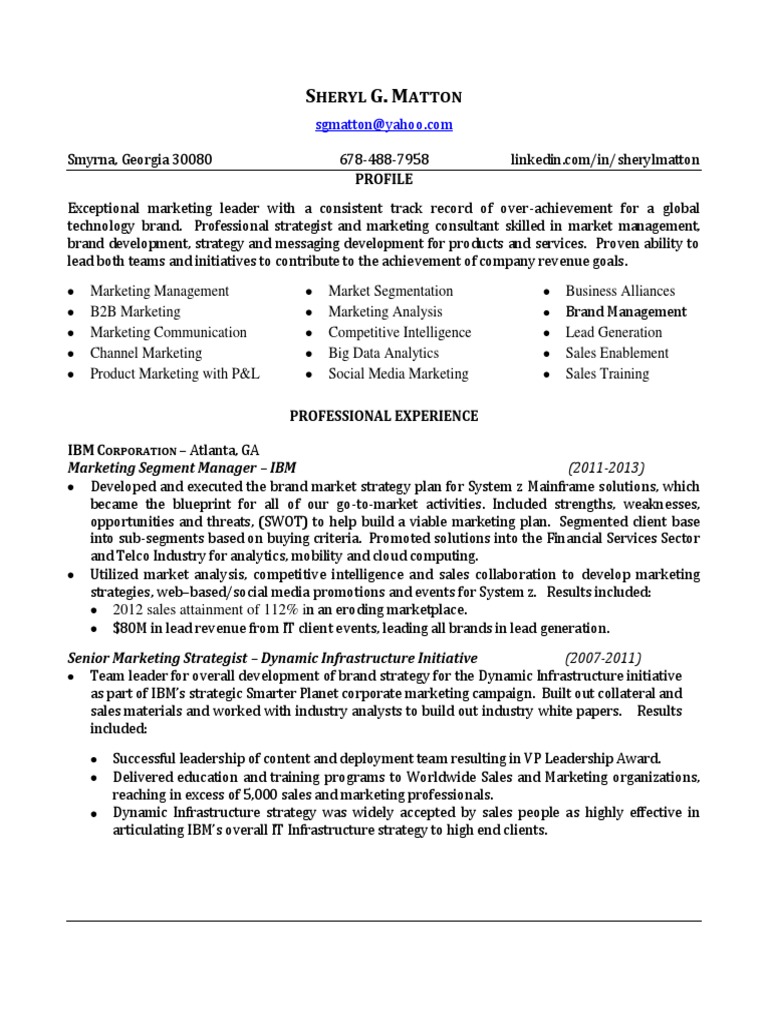 Brand Manager in Atlanta GA Resume Sheryl Matton