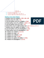 Identities: Surface Areas and Volumes