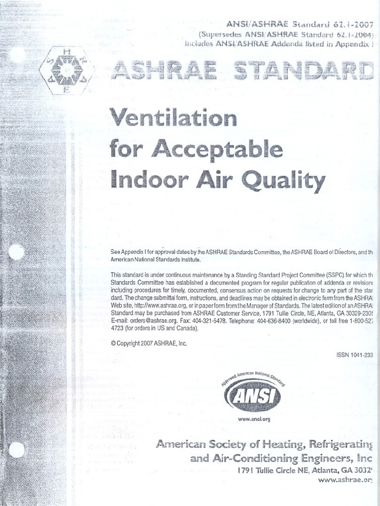 Ashrae STD - 62.1-2007 - Ventilation For Acceptable Indoor Air Quality ...