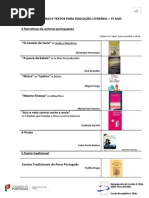 LISTA DE OBRAS E TEXTOS PARA EDUCAÇÃO LITERÁRIA 7º ano