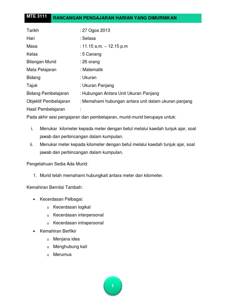 Rph Ukuran Panjang Tahun 5 Pdf