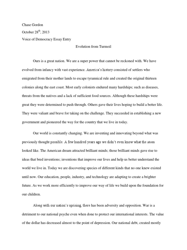 Voice Of Democracy Essay Entry Corrected Pdf The United States Politics General
