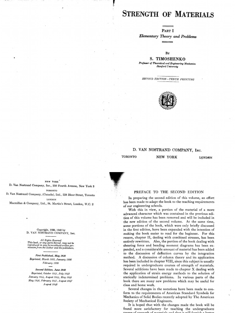 Timoshenko Strength of Materials Parts I II 2nd Ed 1947 PDF | PDF