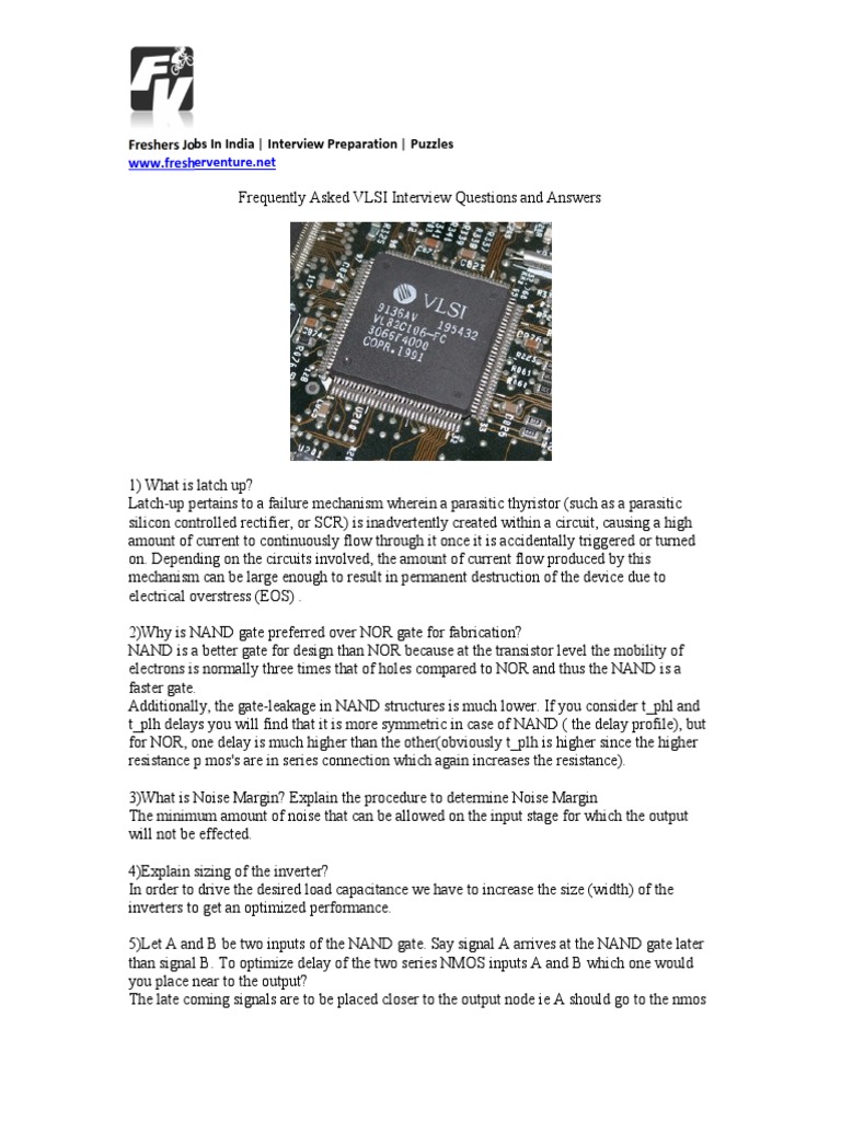 Vlsi Interview Questions And Answers Pdf Download Free Pdf