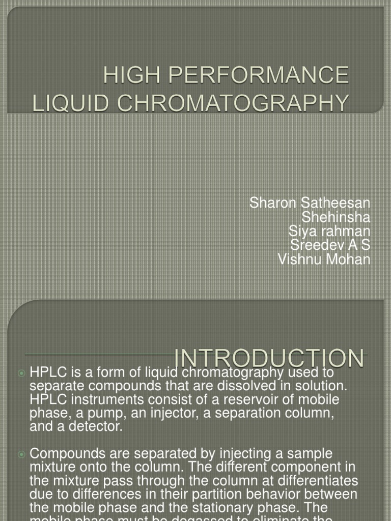 High Performance Liquid Chromatography | PDF | High Performance Liquid ...