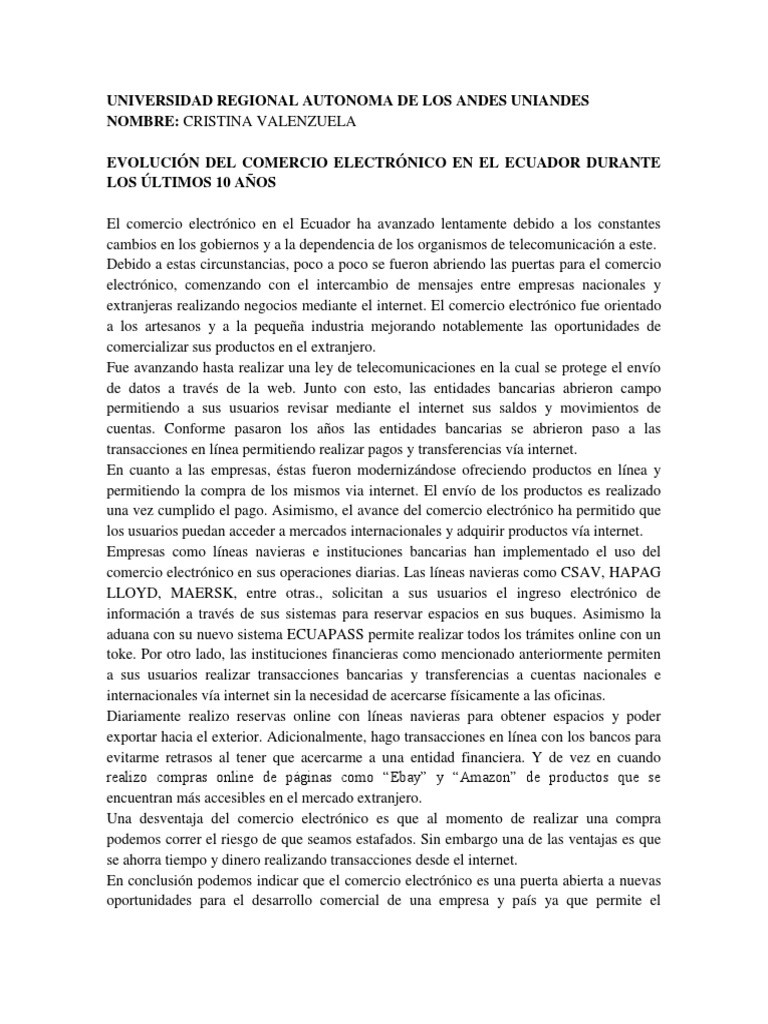 Evolución del Comercio Electrónico en Ecuador | PDF | Comercio ...