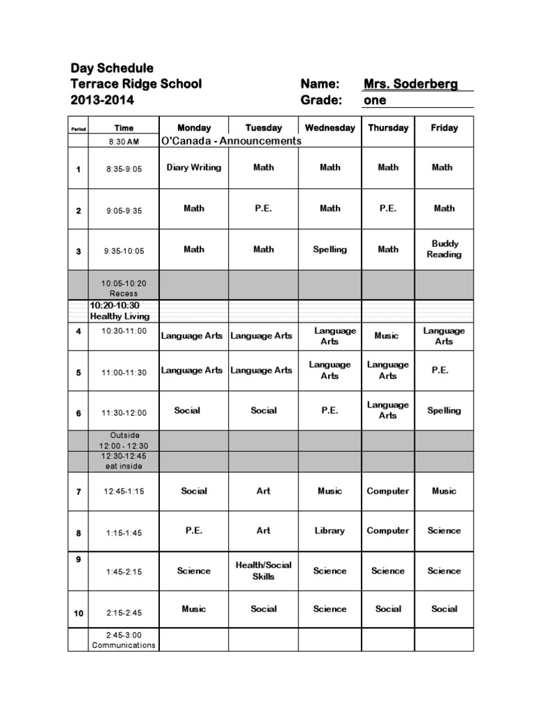 Day Schedules | PDF | Art