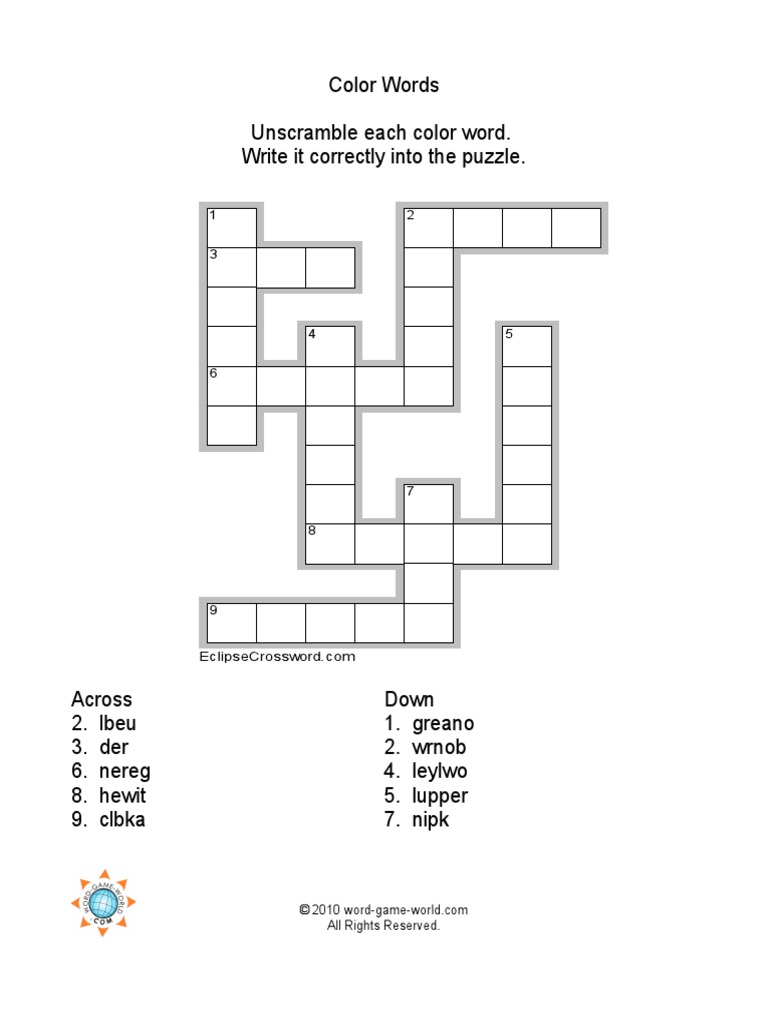 kids crossword puzzlespdf