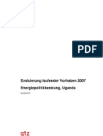 Uganda, GTZ-Projekt Energiepolitikberatung, Zwischenevaluierung 2007, Kurzbericht