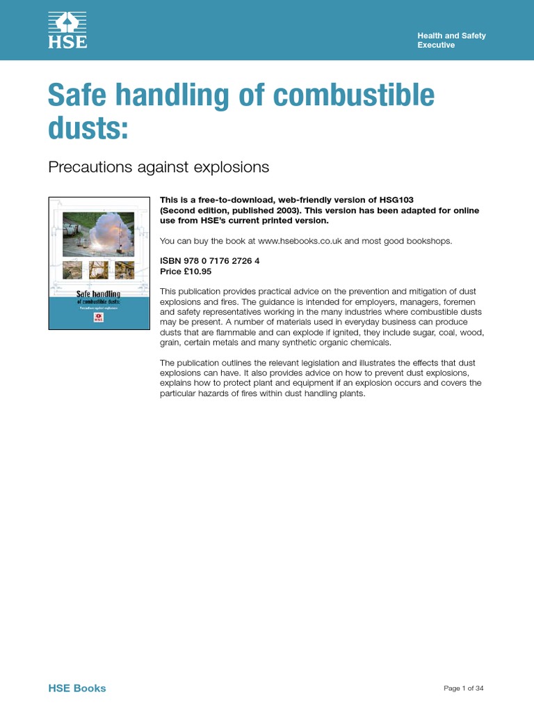 HSE COmbustible Dust Assesment | PDF | Explosion | Combustion