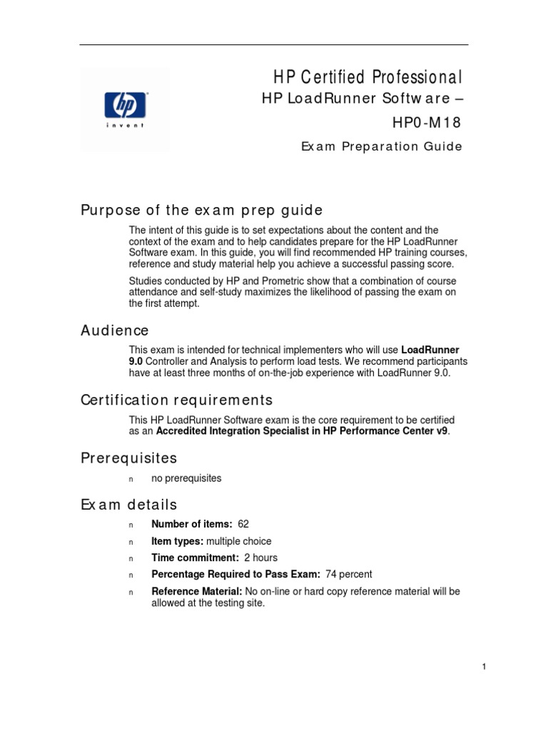HP LoadRunner Exam Prep Guide | PDF | Certification | Test (Assessment)