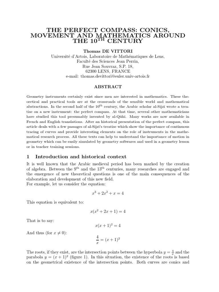 Perfect Compass in 10th Century Math | PDF | Line (Geometry) | Curve
