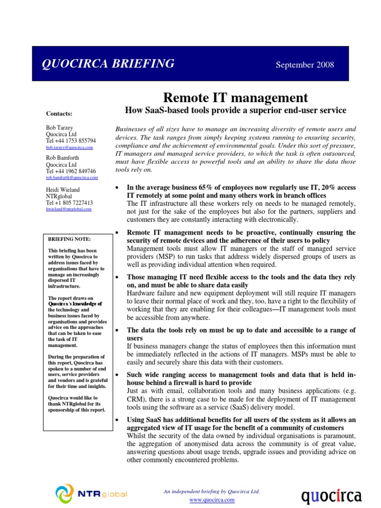 Remote IT Management | PDF | Software As A Service | Computer Network
