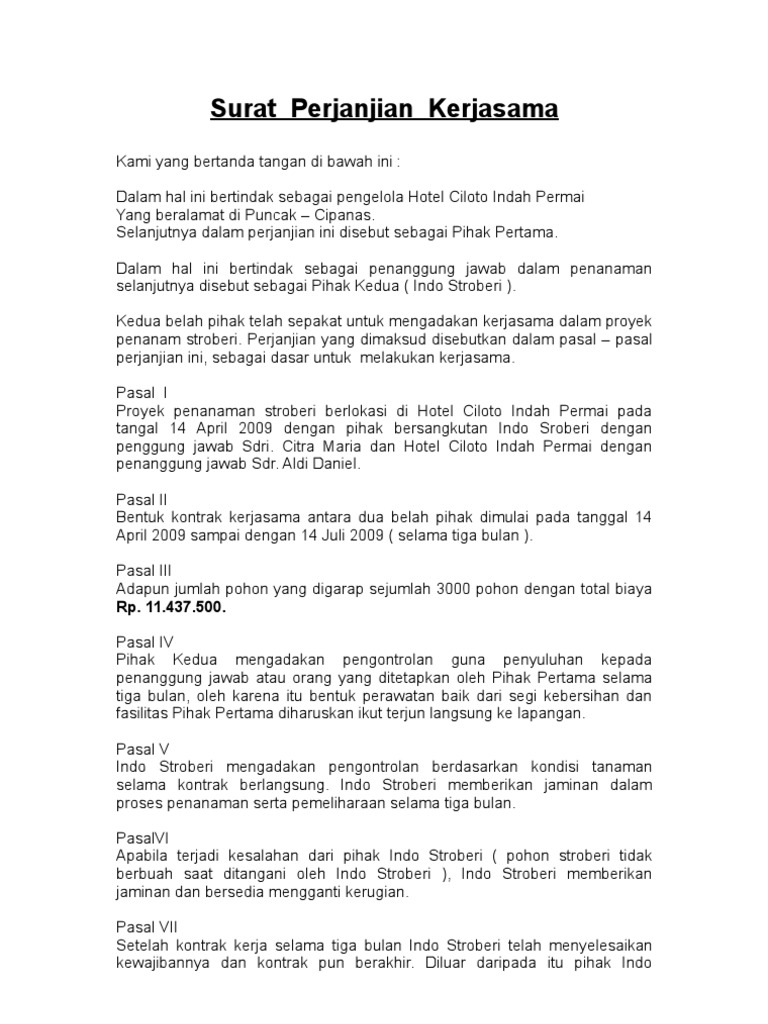 Surat Perjanjian Kerjasama