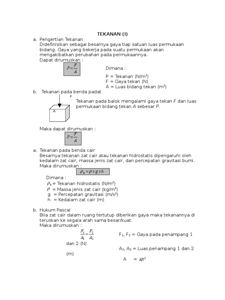 Contoh Soal Tekanan Zat Cair Kelas 8