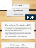 Table of Specification